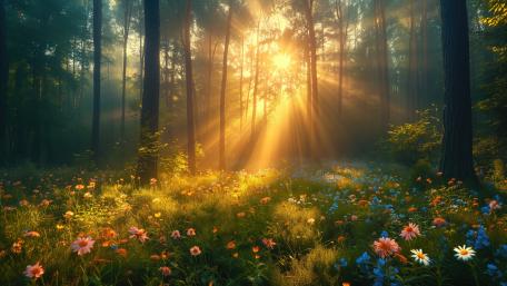 Sun-Kissed Forest Blossom wallpaper