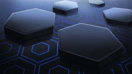 Hexagonal Tech Symmetry in 3D wallpaper