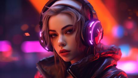 Beautiful Futuristic Gamer Woman Portrait wallpaper