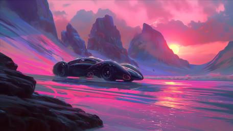 Futuristic Sunset Drive wallpaper