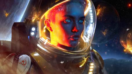 Futuristic Cyborg Astronaut Woman Beauty wallpaper