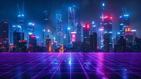 Neon Dreamscape: Futuristic Fantasy Cityscape wallpaper