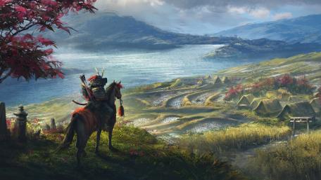 Samurai's Tranquil Vigil wallpaper