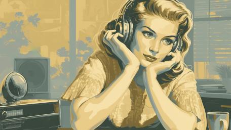 Retro Radio Vibes in Digital Art wallpaper