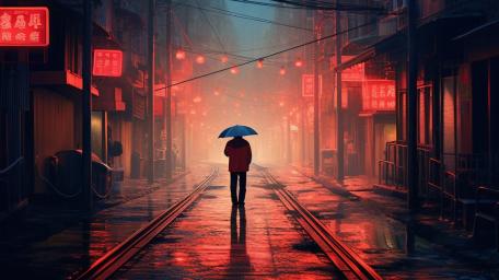 Solitude in the Rainy Night wallpaper