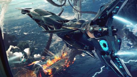 Epic Space Battle in a Futuristic World wallpaper