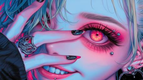 Fiery Gaze Anime Girl Wallpaper wallpaper
