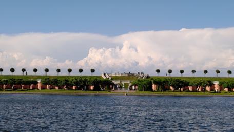 Serene Waterside Park View wallpaper