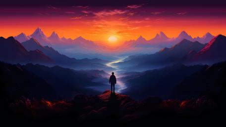Alone at Twilight's Peak wallpaper