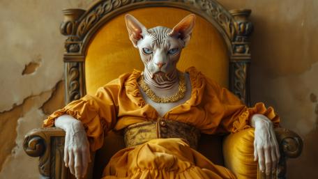 Regal Sphynx Cat on Throne wallpaper