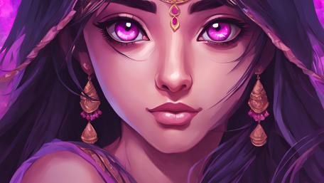 Enchanting Anime Girl with Purple Eyes wallpaper