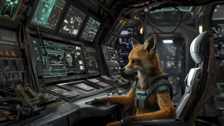 Fox Pilot on a Spaceship wallpaper