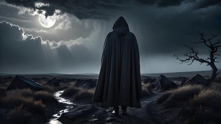Mystic Wanderer Under Moonlight wallpaper