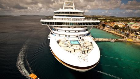 Majestic Cruise Ship by the Harbor wallpaper