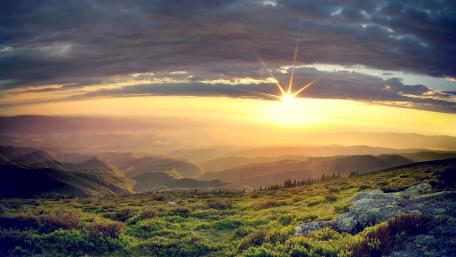 Sunrise Over Serene Mountain Landscape wallpaper