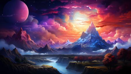 Celestial Mountain Dreamscape wallpaper