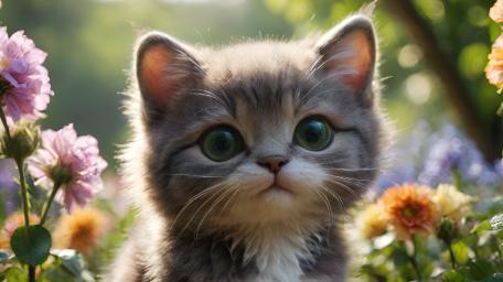 Adorable Kitten in Garden wallpaper