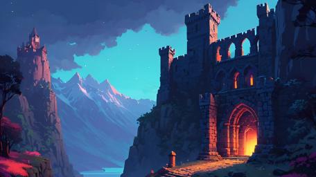 Majestic Fantasy Fortress at Twilight wallpaper