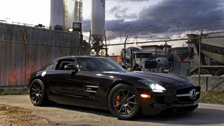 Sleek Black Mercedes-Benz SLS AMG wallpaper