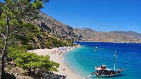 Serene Beach Escape in Dodecanese Islands Greece wallpaper