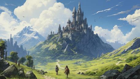 Enchanted Mountain Fortress in 5K wallpaper