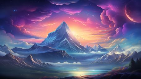 Ethereal Mountain Paradise wallpaper