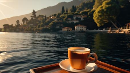 Morning Coffee by the Lake wallpaper
