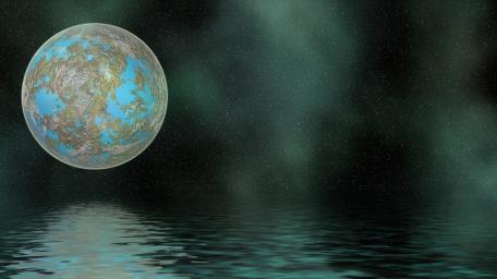 Celestial Serenity Over Cosmic Waters wallpaper