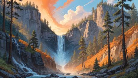 Mystic Canyon Waterfall Vista wallpaper