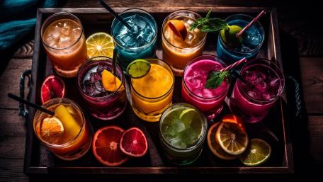 Vibrant and Colorful Fruit Cocktails wallpaper