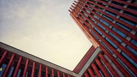 Modern High-Rise Architecture in Vibrant Colors wallpaper