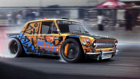 Retro Lada Drifting Action wallpaper
