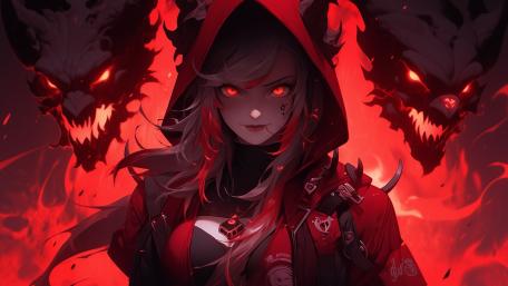Demonic Gaze of the Red-Eyed Demoness wallpaper