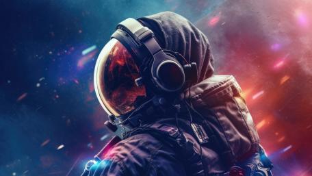 Interstellar Beats: Astronaut in Space wallpaper
