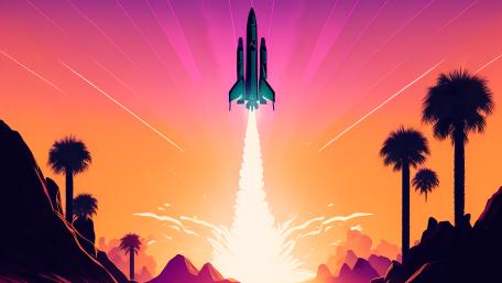 Retro Rocket Launch wallpaper
