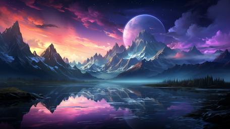 Twilight Reflections in a Fantasy World wallpaper