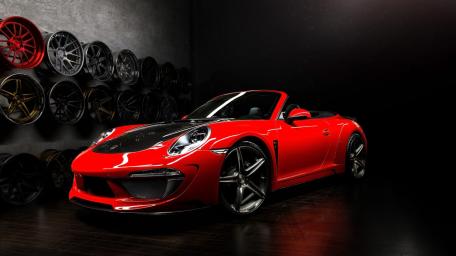 Sleek Red Porsche 911 Convertible Wallpaper wallpaper