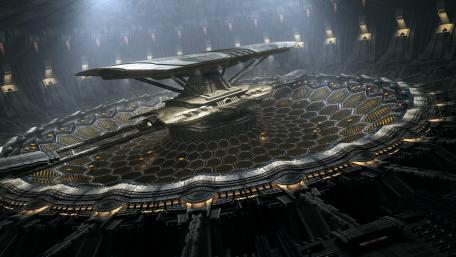 Futuristic Megastructure in a Sci-Fi Realm wallpaper