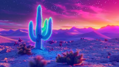 Neon Oasis in a Desert Sky wallpaper