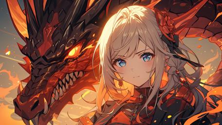 Fiery Bond Between Human and Dragon wallpaper
