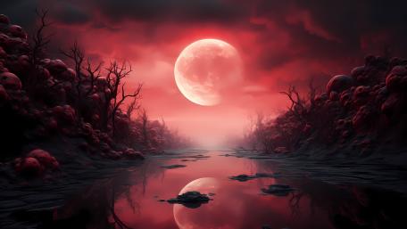 Blood Moon Over Enchanted River wallpaper