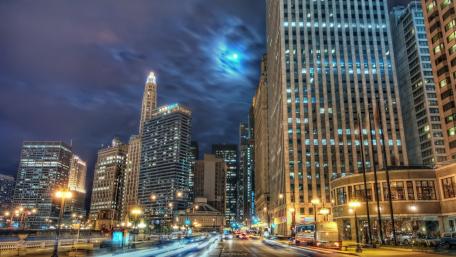 Chicago Night Cityscape Elegance wallpaper