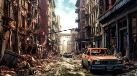 Post-Apocalyptic New York Cityscape Wall Art wallpaper