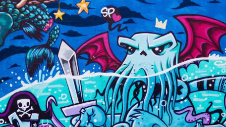 Octopus King of the Seas Graffiti Wall wallpaper