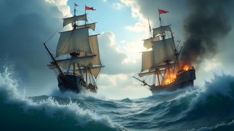 Epic Seafaring Battle in AI Art wallpaper