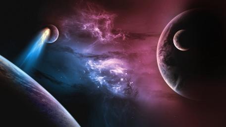 Cosmic Voyage Through Nebulae and Planets wallpaper