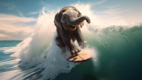 Elephant Surfer Extravaganza wallpaper