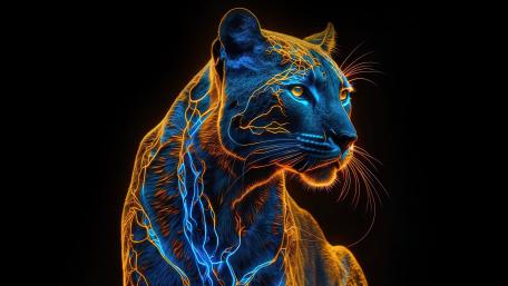 Neon Black Panther in AI Art wallpaper