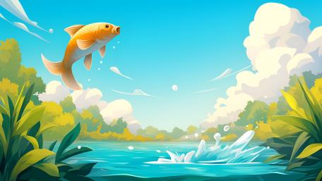 Koi Fish Leaping in Serenity wallpaper