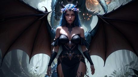 Enigmatic Demoness in Dark Fantasy Realm wallpaper